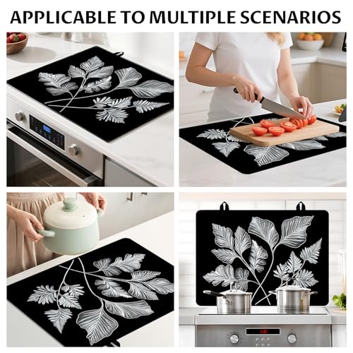 Image of BVBOX Stove Top Cover for Electric Stove, 28 inch x 20 inch Glass Cooktop Protector Mat with Hanging Loops, Anti-Scratch Non-Slip Dish Drying Mat, Washable Countertop Pad