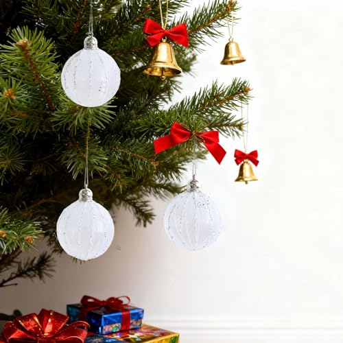 3Pcs 3.2" Durable Shatterproof Baubles Christmas Ornaments for Tree Decor (White) - image 4