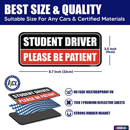 Geekbear Student Driver Car Magnet (Purple/Orange) - Reflective Bumper Magnet For Rookie Novice Drivers - Eye-Catching Design, Weather-Resistant And Durable For New Drivers (1 Pack) #TOP5