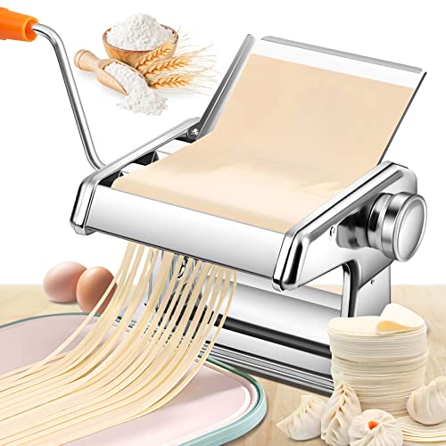 Poafamx パスタマシン 手動 製麺機 2カッター 2-3/4-5mm 6段