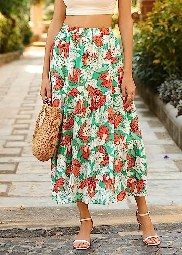 Image of KIRUNDO Maxi Skirts for Women Summer Boho Floral Long Skirt
