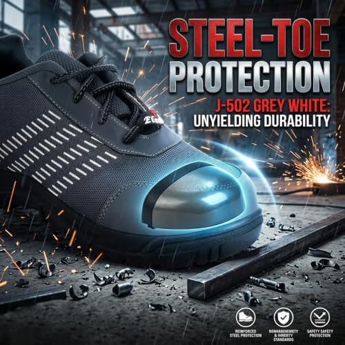 Image of Foot Trends Safety Shoes with Lace-up and Steel Toe Protection Shoes for Factory, Construction and Industrial Work for Men