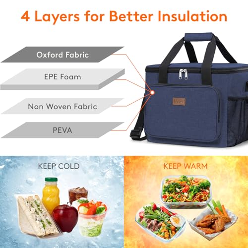 Image of Lifewit Large Lunch Bag, Insulated Lunch Box, Soft Cooler Cooling Tote for Adult Men Women, Dark Blue 40-Can (24L)