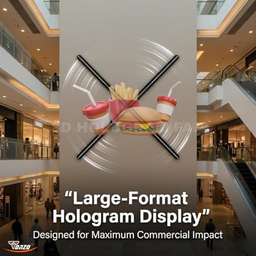 Image of TONZO 80 cm 3D Hologram Fan Display | 4 Blade LED Holographic Advertising Projector with App & Remote Control, Video & Photo Display | Digital Display for Shop, Store Signs, Bar, Events & Promotion