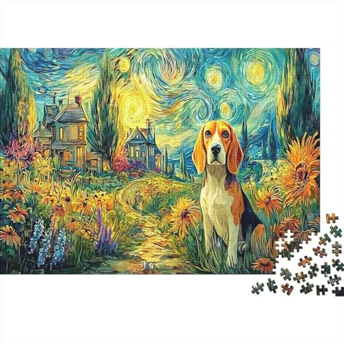 Puzzle Beagle, Cane nel giardino classico, per adulti, gioco educativo stimolante, per adulti e bambini, 52x38cm/1000 pezzi