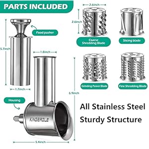 Stainless Steel Slicer Shredder Attachment for KitchenAid Mixer, Cheese Grater Attachment, Food Slicer for KitchenAid Mixer, Accessories for Kitchenaid Stainless Steel Slicer Shredder Attachment for KitchenAid Mixer Cheese Grater Attachment Food Slicer for KitchenAid Mixer Accessories for Kitchenaid