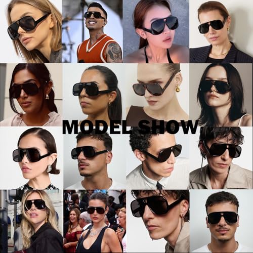 Kursan Oversized Aviator Sunglasses for Women Men Vintage Black Double Bridges Sun Glasses2