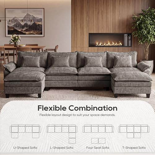 Image of URRED Oversized Modular Sectional Sofa,Gray:157 inch U Shaped