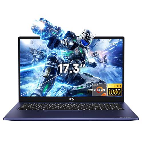 Image of NIMO Light-Gaming-Laptop, 17.3 inch FHD Computer with AMD 8-Core R7 7735HS 32GB DDR5 RAM 1TB SSD (Up to 4.75GHz, Beat i7-12650H) Radeon 680M GPU 100W Fast PD for Content Creators & Student 2Y Warranty