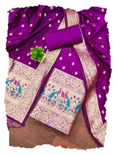 Image of DEVANGI Women's Pathni Banarasi Silk Unstitched Salwar Suit Dress Material With Dupatta