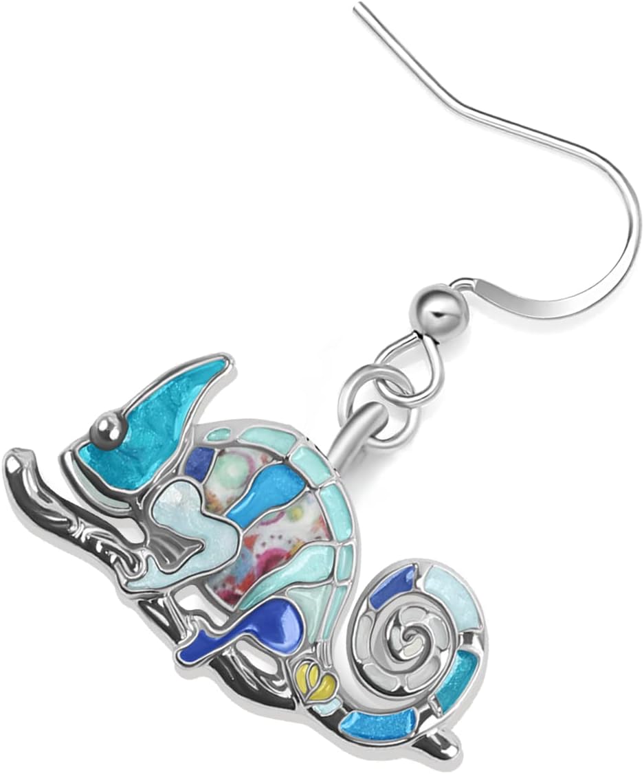 DUOWEI Cute Enamel Lizard Chameleon Earrings Dangle for Women Reptiles Jewelry Gifts - Image 4