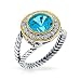 Produktbild Bling Jewelry Runde Aqua Blau Solitär Zirkonia Halo CZ Zwei Ton Kabel Split Band Erklärung Ringe Für Damen 925 Sterling Silber