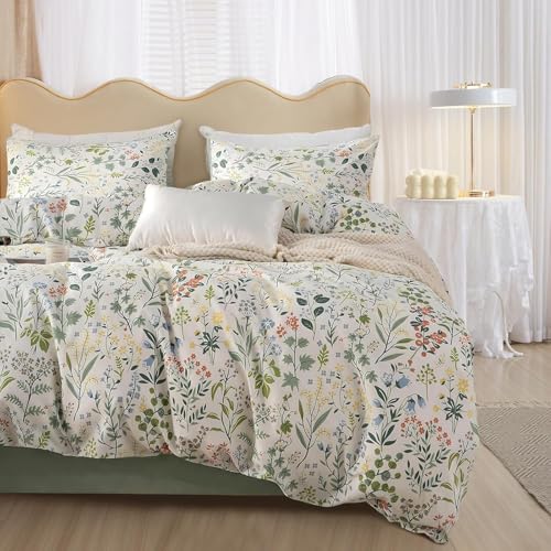 Image of Vintage Garden Floral Comforter Set King Size Comforter Botanical Floral Bedding Comforter King Coquette Bedding Aesthetic Cute Flowers Pattern Comforter for Girls Women Fluffy Cottagecore Bedding Set