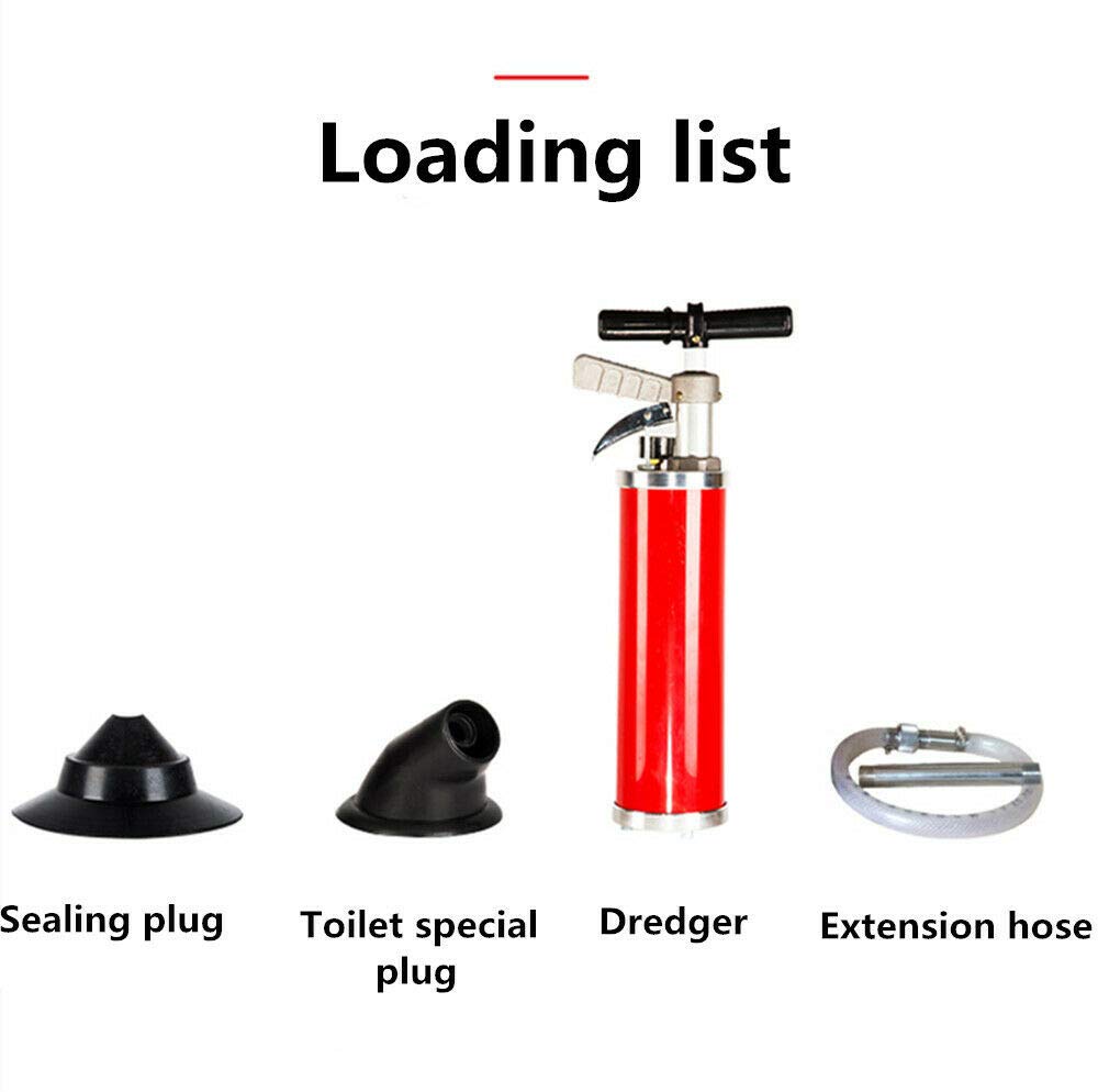 Desatascador de desagüe, bomba de limpieza multifuncional de 0,7 MPa, potente pistón de desagüe, bomba de limpieza para diámetro de tubo: 30 – 130 mm, inodoro, baño, ducha, cocina