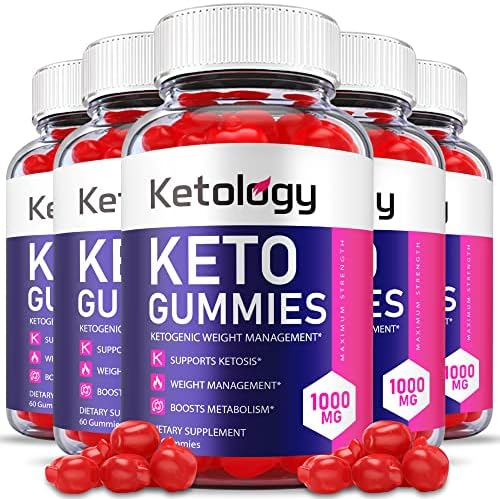 (5 Pack) Ketology Keto Gummies – Official Formula, Vegan, Non GMO – Ketology Keto ACV Gummies with 1000mg Apple Cider Vinegar, Vitamin B12, Vitamin B6, Beet Root Juice, Pomegranate (300 Gummies)