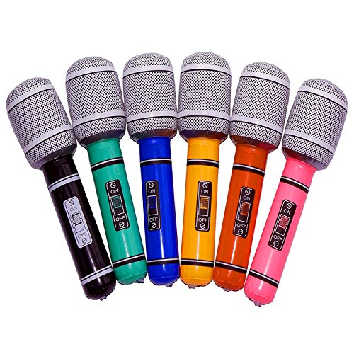 Preisvergleich Produktbild GOODS+GADGETS 6X Aufblasbares Mikrofon Party Microphone Karneval 33cm Mikro aufblasbar