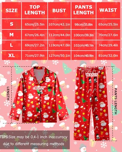 Image of Silky Pajamas for Women 2 Piece Long Sleeve Pj Sets Women's Satin Sleepwear Button Down Loungewear Set