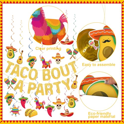 Image of Mexican Taco Bout a Party Decoration Taco Bout a Party Banner Mexican Fiesta Ceiling Hanging Swirls for Fiesta Birthday Cinco De Mayo Decoration