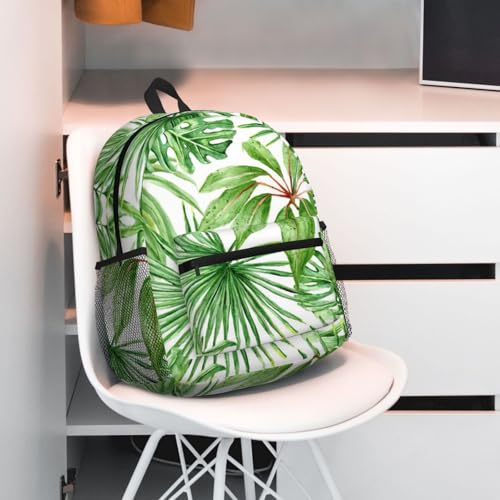 Sac à dos décontracté polyvalent noir avec imprimé tropical