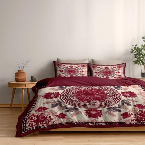 Housse de Couette Fleurs Classiques pour Déco Chambre Réversible