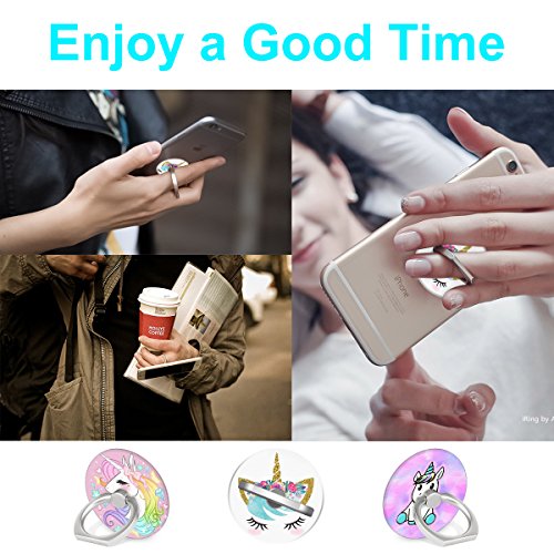 Cell Phone Ring Holder, 3-Pack 360 Degree Rotation Universal Pop Grip Stand Anti- Drop Finger Holder For Smartphone And Tablets - Cute Unicorn #TOP5