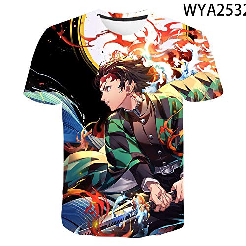 Light Camisa 3DT Unisex Estampado Anime Manga Corta para Niños Kimets-u No Yaib-a Camisas De Hip Hop con Diseños Creativos para Hombres Y Mujeres Jóvenes. A 120CM