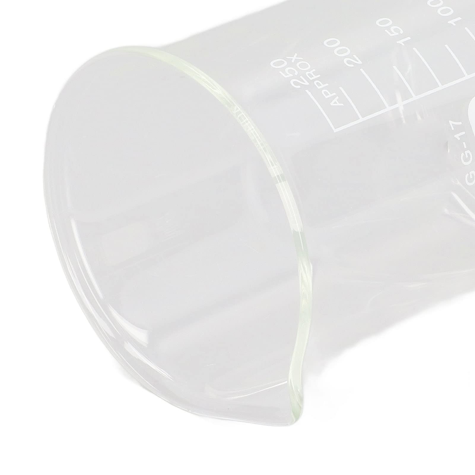 10 Stück Glas Messbecher Set, 250ml Boro Silikat Lab Messbecher Graduierten Labor Chemiebecher mit Auslass Wissenschaft Liche Glaswaren für Laboratorien Klassen Küche und Zuhause