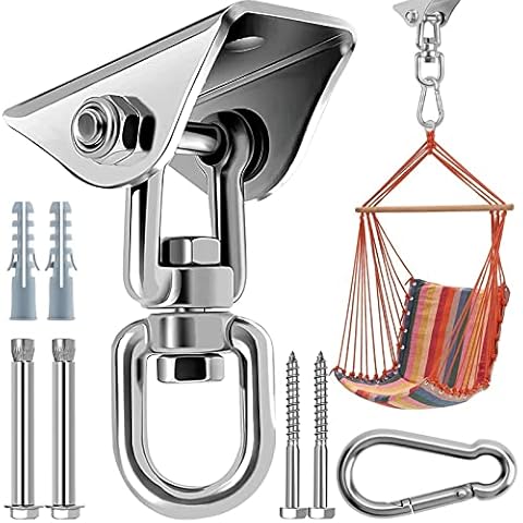 Morzejar 360°Rotating Hammock Hanging Kit - Heavy Duty Hanging Hooks for Swing Hanging Hook kit Stainless Steel 1000 lb Loading Hammock Hooks for Trapeze, Yoga, Boxing Bag, Hammock Chair, Porch Cover