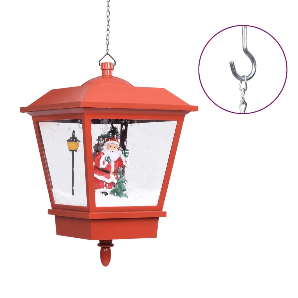 vidaXL Lampe Suspendue de Noël Lumière LED Père Noël Eclairage Décoration Extérieur Fonction de Neige Artificielle avec Pompe Rouge 27x27x45 cm