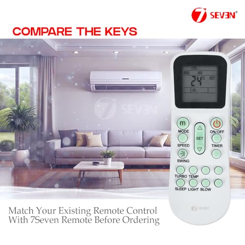 Image of 7SEVEN Compatible with Bluestar AC Remote Control YK-K011E Model 125A Fit for Split & Window 1 | 1.5 | 2 Ton Air Conditioner Remote - Match Remote Keys Exactly to Replicate Genuine Remote Function