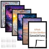 XEUZK Diamond Art Frames - 6 Pack (Black) 30x40cm, Magnetic Diamond Art Painting Canvas Frame 12'x16',PVC Self Adhesive Suitable for 10x14 in(25 * 35cm) Pictures for Home Office Wall Door Decor