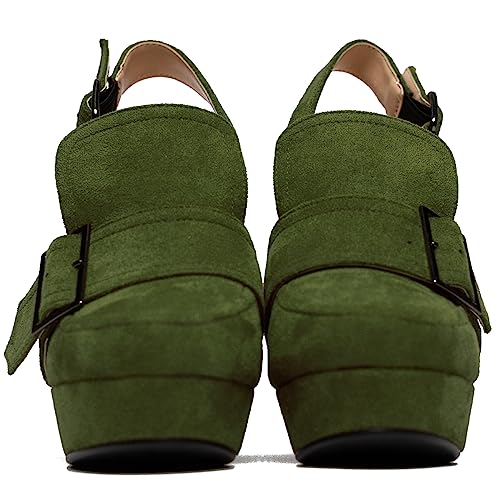Image of SHODENSE Women Vintage Platform Chunky High Heels Pumps Shoes Round Closed Toe Platform Loafers Ankle Strap Block Heel Slingback Summer Sandals Backless Buckle Loafer Ladies Chic Sexy Party 4-11 M US