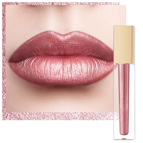 Oulac Rossetto Metallizzato 2-in-1 Rossetto Lunga Durata＆Ombretto Scintillante Rossetti Colore Intenso Lipstick Tinta Labbra Glitter Waterproof Senza Trasferimento Facile da Applicare Vegana MD04