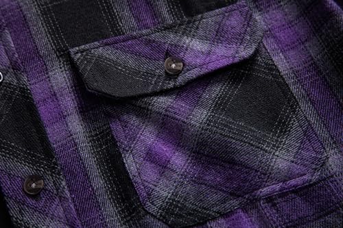 Mens Flannel Plaid Shirts Regual Fit Casual Long Sleeve Button Down Fleece Shirts4