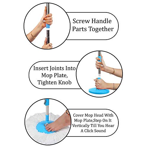 Image of Generic Mop 360� Spin Cleaning Stainless Steel Rod /Handle /Stick Set with Mop 2 Refill