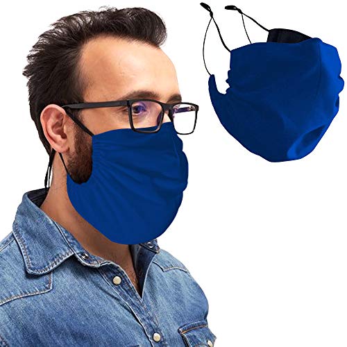 MASHELE XL Fashion Face and Beard Reusable Cloth Covering for Bearded Men Made in USA (Extra Large Blue)