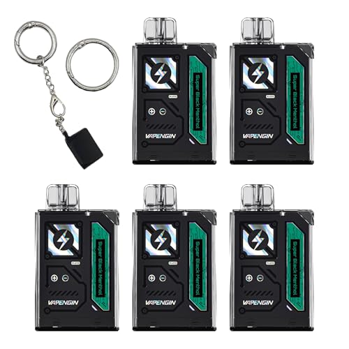 Vapengin 7500 ベイプエンジン 5個 セット 電子タバコ シーシャ 持ち運び ニコチンなし タールなし 充電式 充電 フレーバー メンソール 強 使い捨て 使い切り 爆煙 ベイプ vape 本体 ベープ 小型 人気 (スーパーブラックメンソール