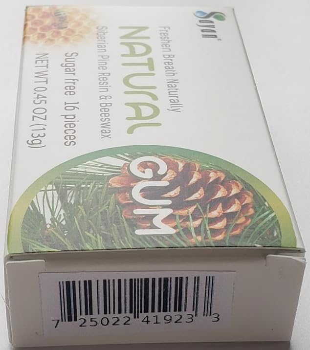 Chicle Sin Azúcar Sayan, Resina de Pino Siberiano y Cera de Abejas, Sin Gluten, 16 Unidades miniatura 8