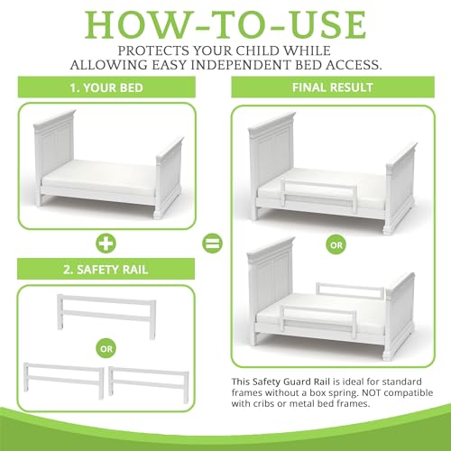 Image of CC KITS Safety Guard Rail for Baby, Kids, and Children - Solid Wood Safety Bed Rail for Toddlers - Easy Installation - Premium Protection for Bunk, Twin, Full, Queen and King Size Beds - (White)