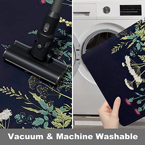 Rnivvi Front Door Mat, 30"X17" Flower Theme Indoor Outdoor Welcome Mat, Heavy Duty Low Profile Anti-Slip Entryway Rug For Home Entrance, Floor, Patio Entry & Mud Room, Cute Black Floral Decor Doormat #TOP5