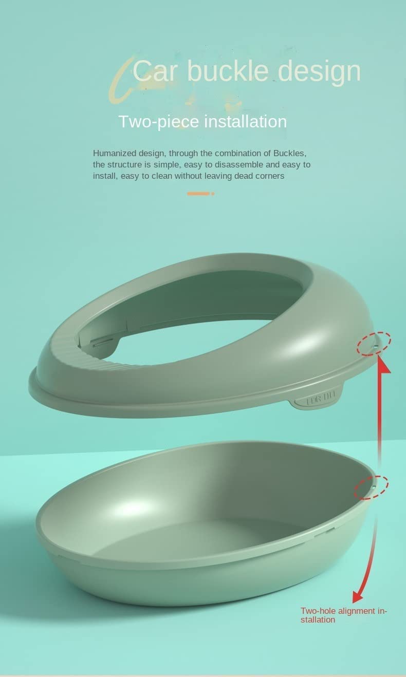 Lettiera per gatti, design semi chiuso con recinzione alta, a forma di uovo resistente, vassoi a prova di spruzzi, lettiera per gatti facile da pulire