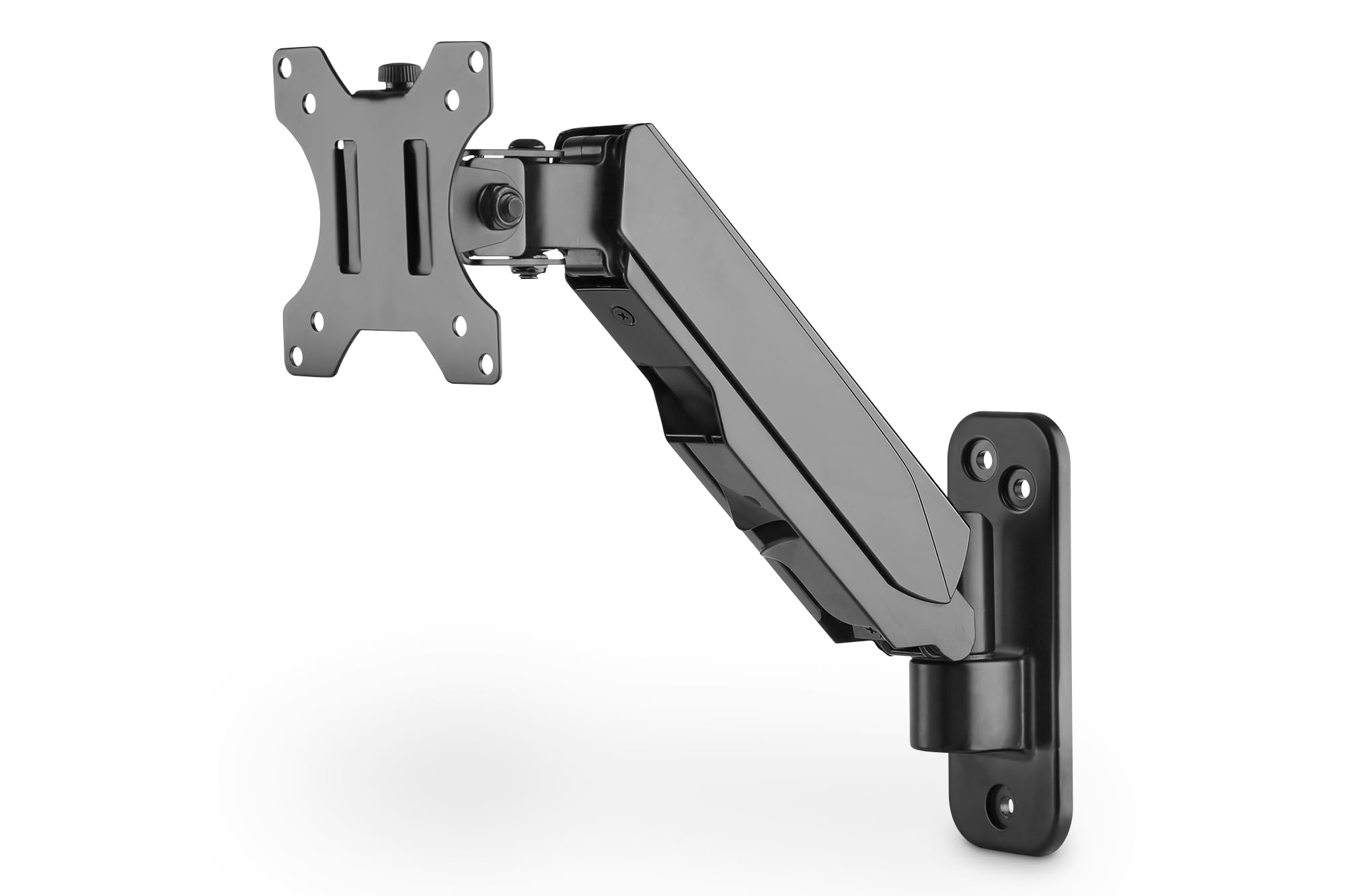DIGITUS Soporte de Pared para Monitor con Muelle de presión de Gas - para Pantallas de 17-32" - 8 kg Carga máx. - Vesa 75x75 & 100x100 - Giratorio, inclinable, rotativo y Regulable en Altura - Negro