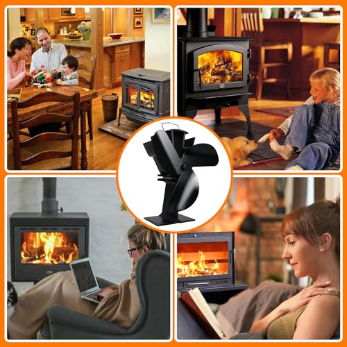 Image of Tomersun 3 Blades Heat Powered Stove Fan for Wood /Log Burner /Fireplace