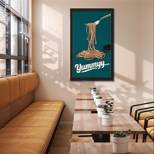Image of NoWorries Wall art framed painting food posters for cafe decor (Synthetic wood frame) inch300 GSM premium art HD prints inch Wall painting for Home & Kitchen Decor (Pattern illustration)( Set of 1, Framed Painting) (BLACK, ART-7, 10X19INCHES)
