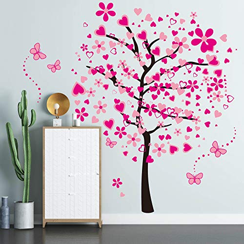 Vinilo decorativo removible grande flores corazón rosa miniatura 6