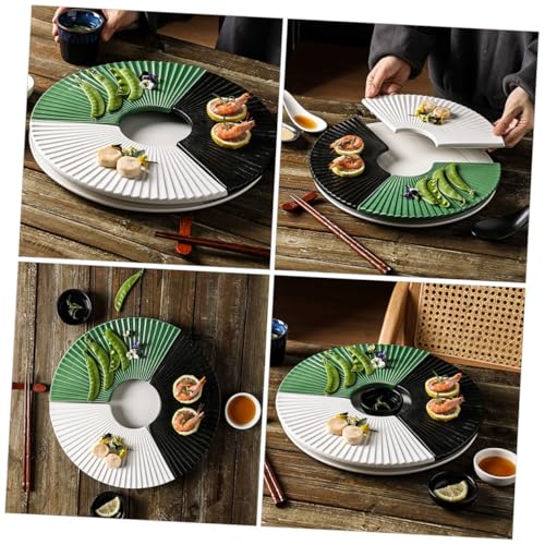 Plato japonés de cerámica estilo abanico para sushi miniatura 3