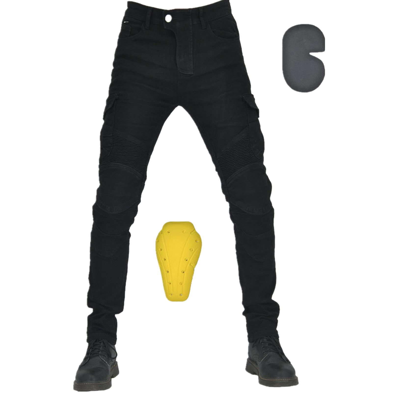 da Moto da Uomo Pantaloni da Motociclista in Denim Impermeabili Protezione Impermeabile Pantaloni da Moto da Ciclismo Jeans da Motociclista Elasticizzati con 4 Protezioni