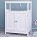 Iwell Bathroom Floor Cabinet, Bathroom Storage Cabinet with Double Door & Adjustable Shelf, Wooden Standing Cabinet for Bathroom Living Room, White
