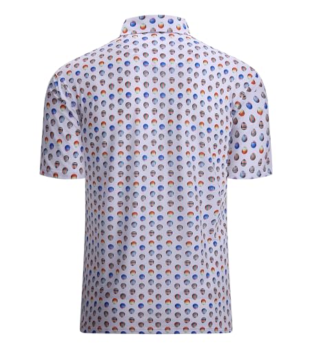 Alex Vando Mens Golf Shirt Moisture Wicking Quick-Dry Print Performance Polo Shirts for Men