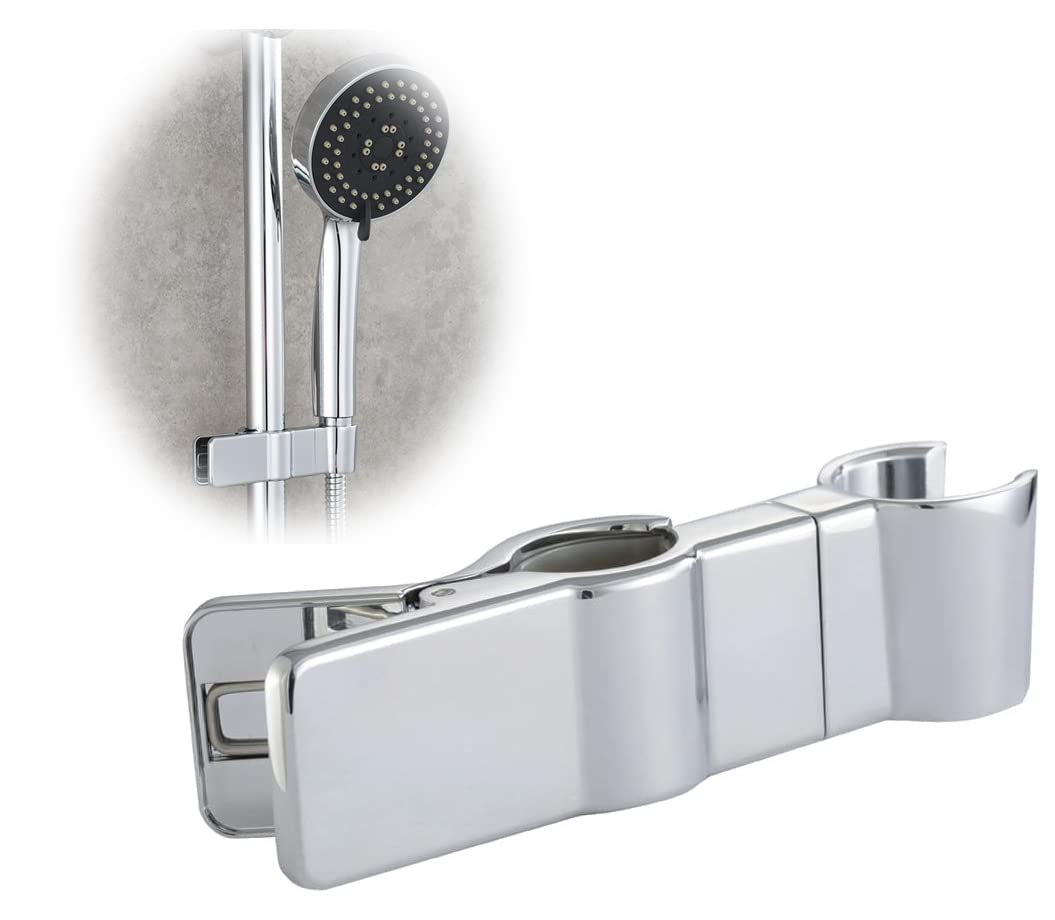 Adjustable Shower Head Holder for Slide Bar, Universal 20-25MM O.D Rail Head Bracket Hand Shower Arm Adapter Slider Clamp Bathroom Replacement Sprayer Holder Mount
